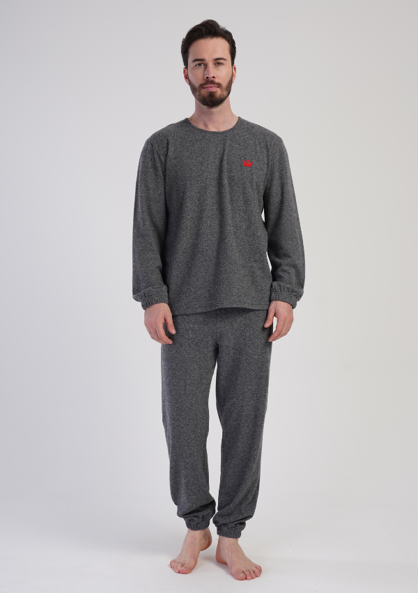 Piżama Męska Interlock Vienetta Grey Interlock, Szary, r. M-XXL