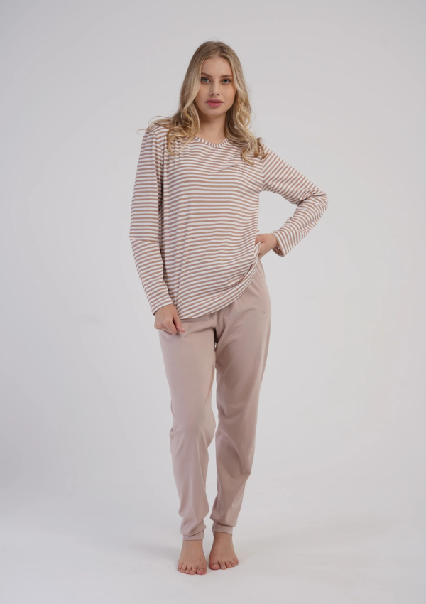 Piżama Damska Soft Stripes, Beżowy, r. M-XXL