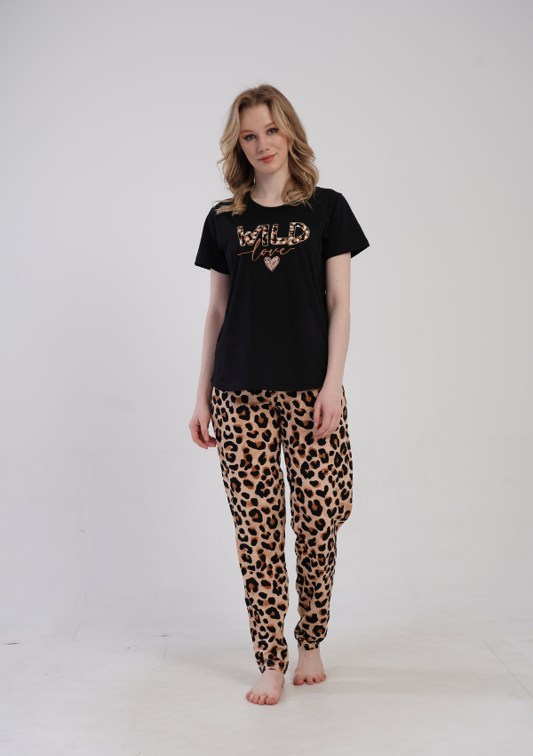 Piżama Damska Wild Love, Czarny, r. 5XL-7XL