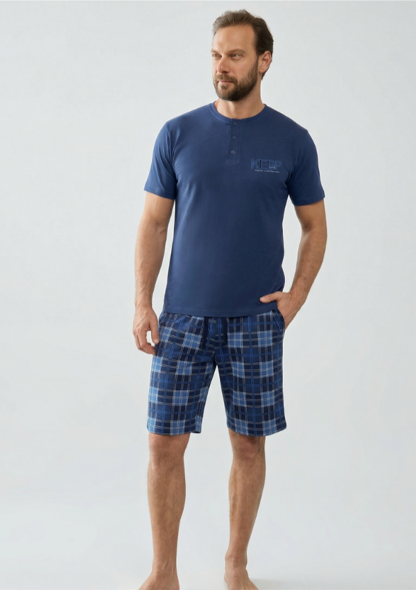 Piżama Męska Ocean Check, Niebieski, r. M-XL