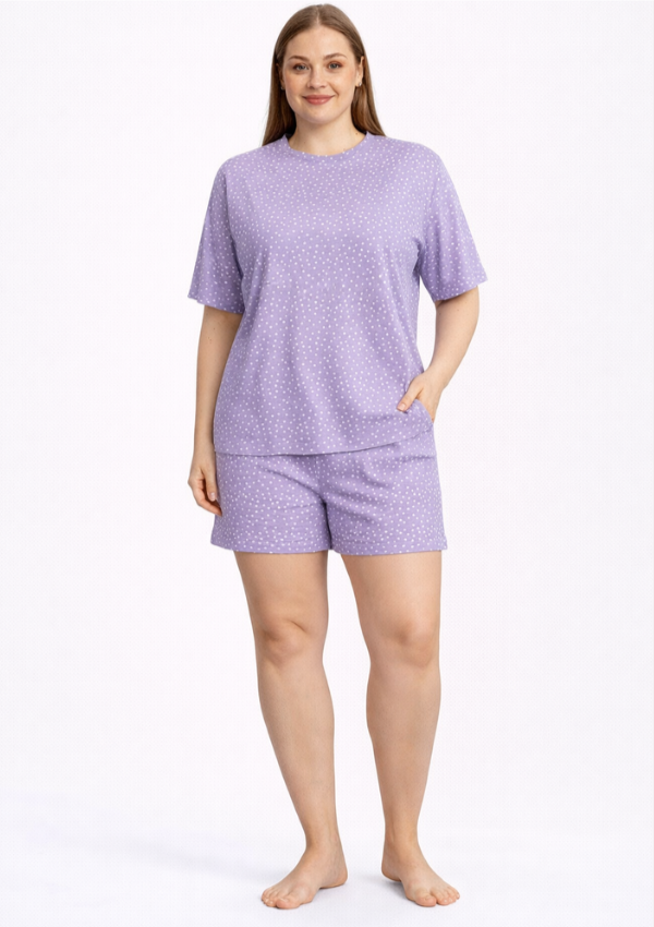 Piżama damska Lilac Dots, Fioletowy, r. 2XL - 4XL