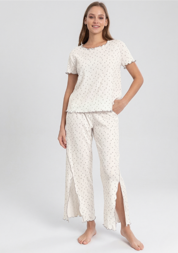 Piżama Damska Soft Hearts, Ecru, r. M-XL