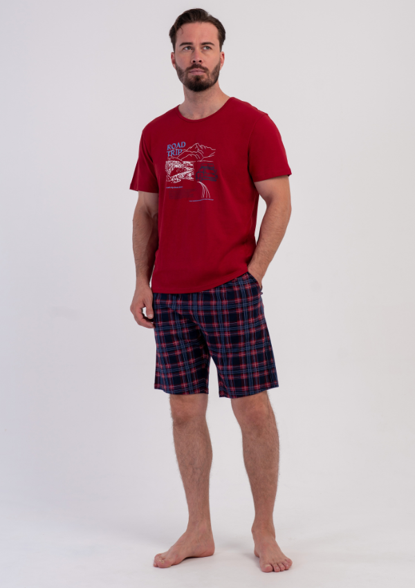 Piżama Męska Vienetta Trip Summer, Czerwony, r. S-XL