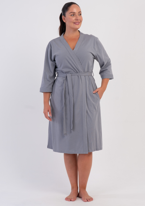 Szlafrok damski Vienetta Grey Essential, Szary, r. 1XL - 4XL
