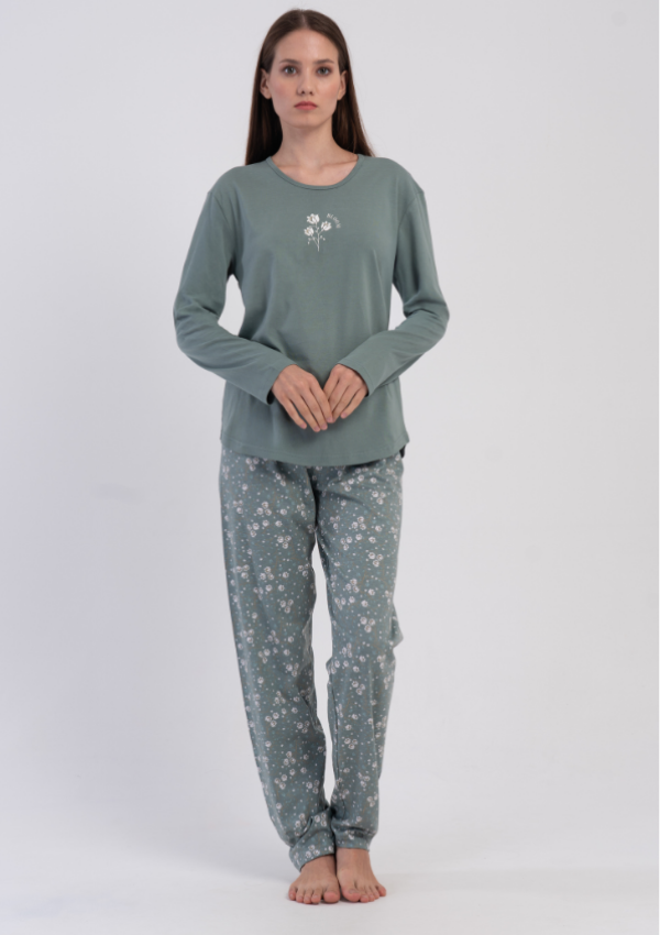 Piżama Damska Vienetta Green Meadow, Zielony, r. M-XXL