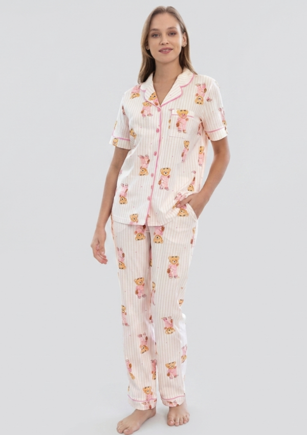 Piżama Damska Bear Harmony, Różowy, r. M-XL