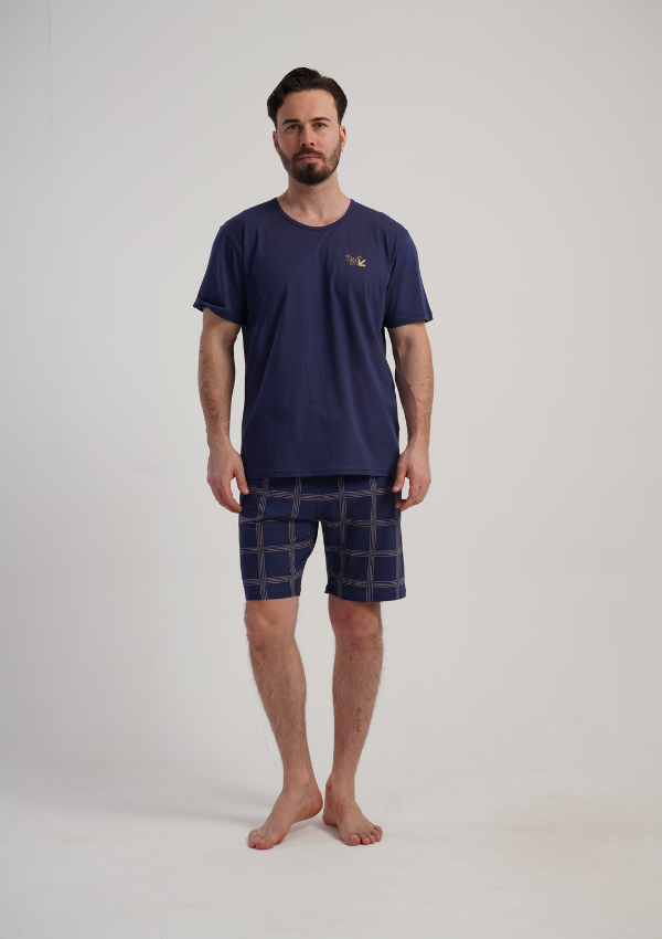 Piżama Męska Vienetta Navy Classic, Granatowy, r. 5XL-7XL