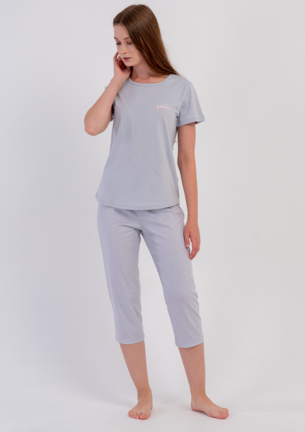 Piżama Damska Vienetta Peach Silver, Szary, r. M-XXL