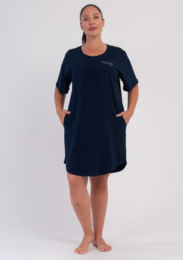 Koszula Nocna Damska Midnight Ease, Granatowy, r. 1XL - 4XL