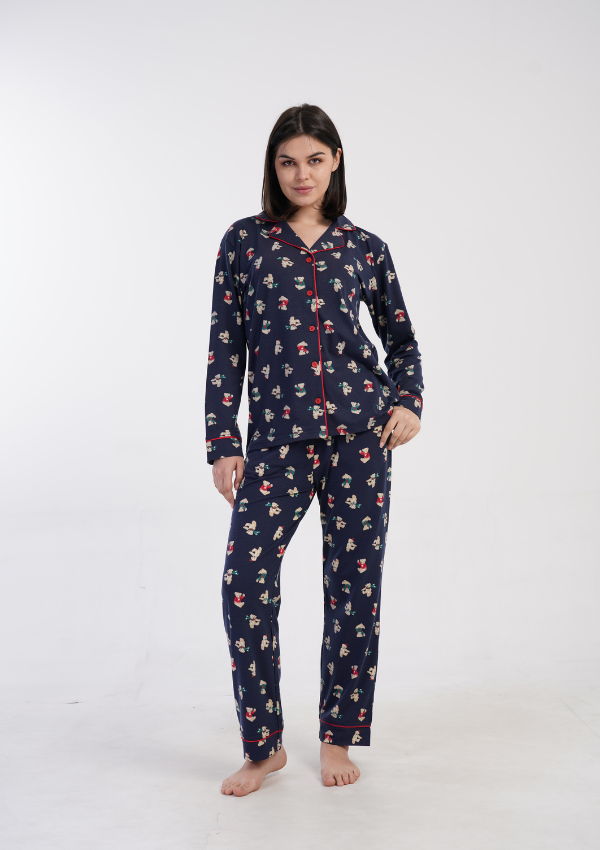 Piżama Damska Vienetta Winter Bears, Granatowy, r. M-XXL