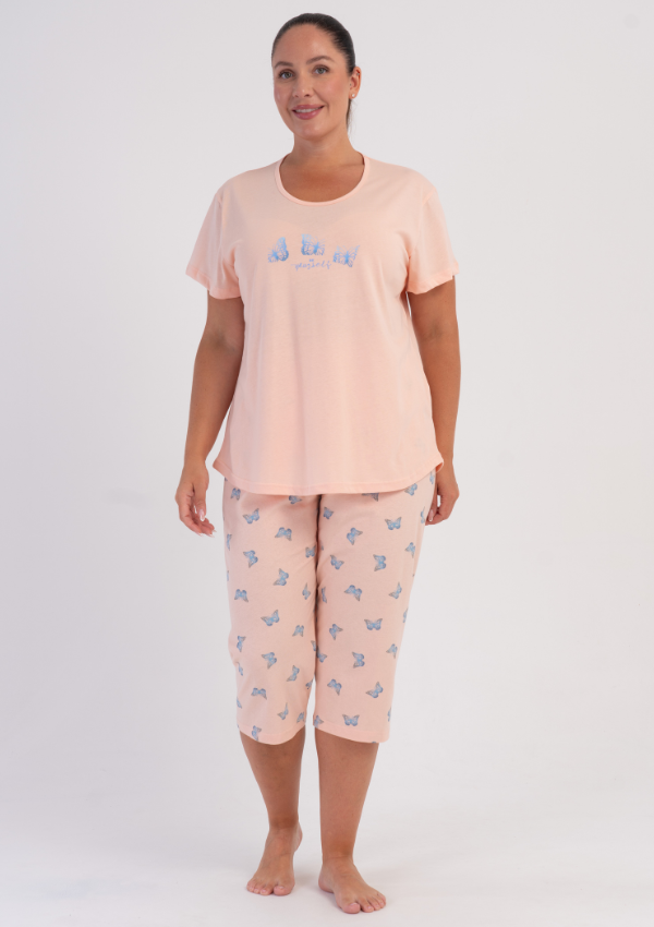 Piżama Damska Vienetta Butterfly Blush, Różowy,, r. 1XL-4XL