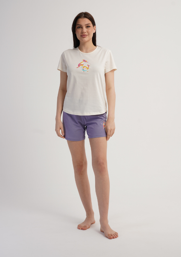 Piżama Damska Vienetta Unicorn Dream, Ecru, S -XL