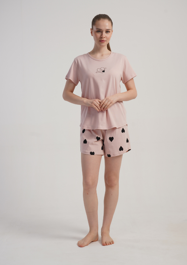 Piżama Damska Vienetta Sweet Hearts, Różowy, S -XL