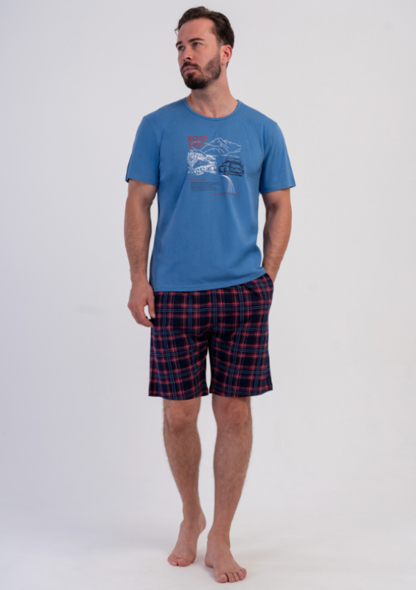 Piżama Męska Vienetta Trip Summer, Niebieski, r. S-XL