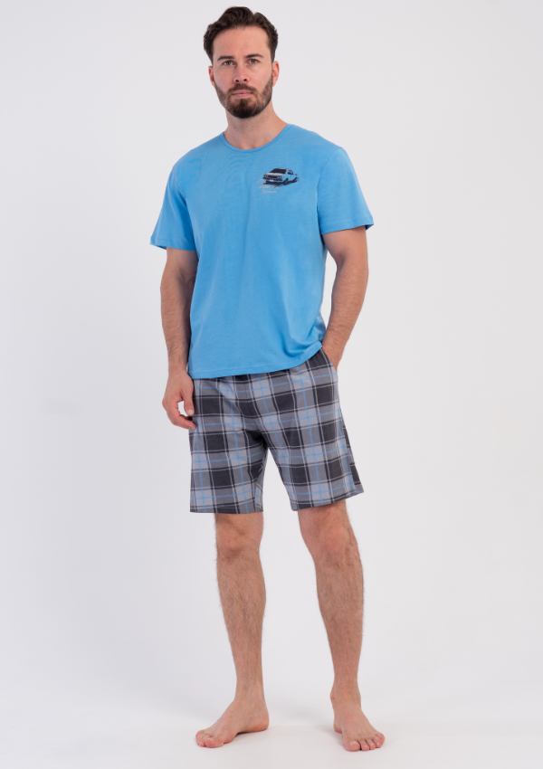 Piżama Męska Vienetta Blue Motor, Niebieski, r. M-XXL