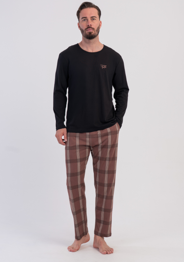 Piżama Męska Vienetta Mocha Heritage, Czarny, r. M-XXL
