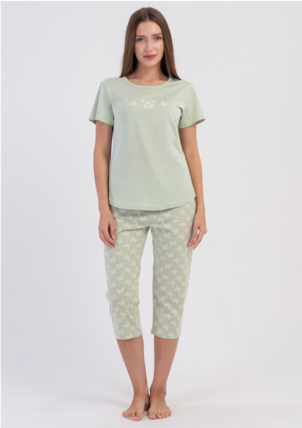 Piżama Damska Vienetta Butterfly Breeze, Zielony, r. M-XXL