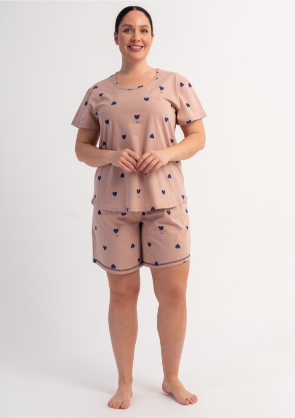Piżama Damska Vienetta Navy Hearts, Różowy, r. 1XL-4XL