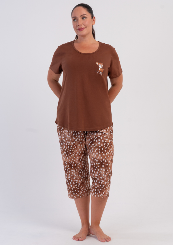 Piżama Damska Vienetta Chestnut Deer, Brązowy, r. 1XL-4XL