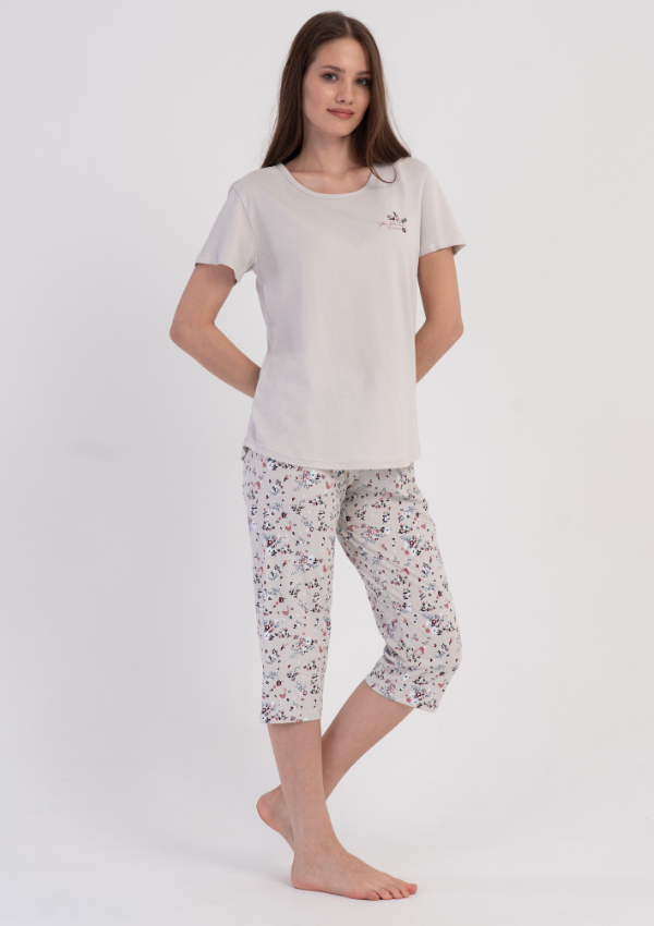 Piżama Damska Vienetta Gray Pattern, Szary, r. M-XXL