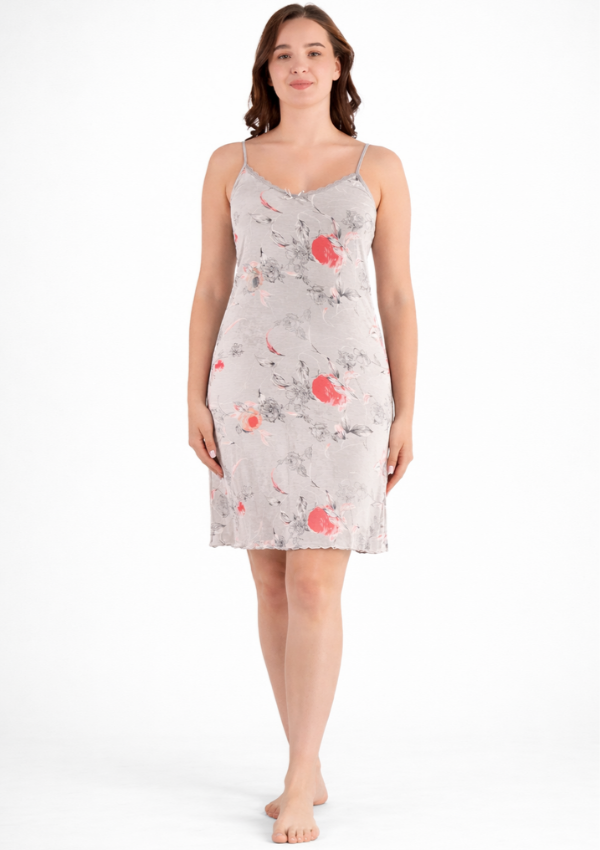 Koszula Nocna Floral Dreams, Szary, r. M - 2XL