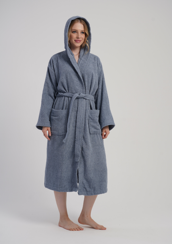 Szlafrok damski Vienetta Cozy Frotte, Niebieski, r. M-XXL