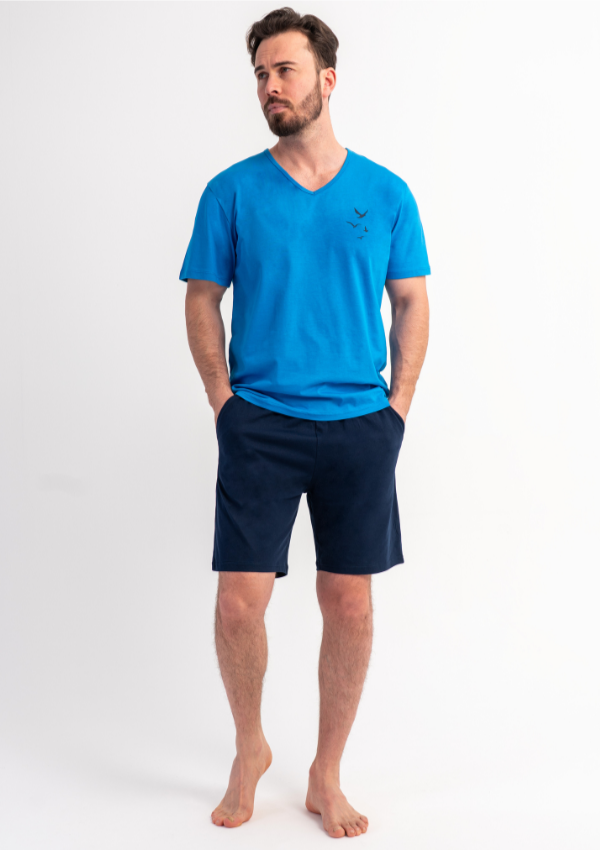 Piżama Męska Vienetta Blue Flight, Niebieski, r. S-XL