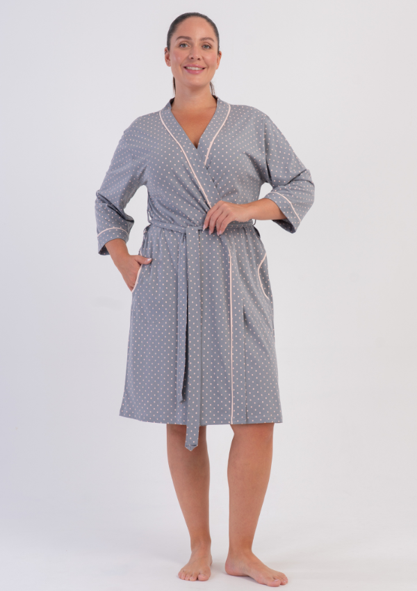 Szlafrok damski Vienetta Grey Pearl, Szary, r. 1XL - 4XL