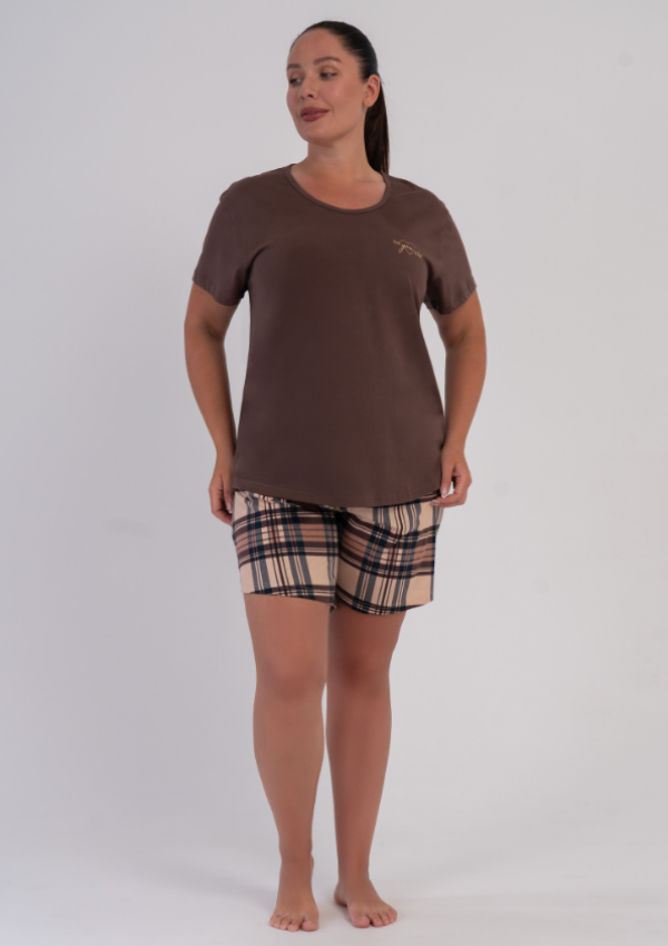 Piżama Damska Vienetta Brown Cabin, Brązowy, r. 1XL-4XL