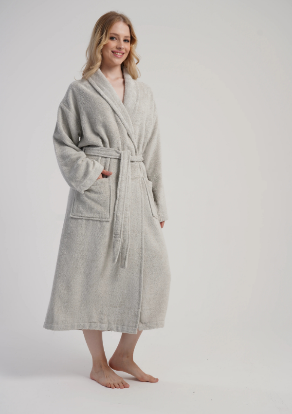 Szlafrok damski Vienetta Soft Comfort, Szary, r. M-XXL