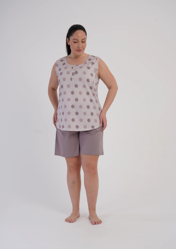 Piżama Damska Vienetta Pastel Polka, Beżowy, 1XL-4XL