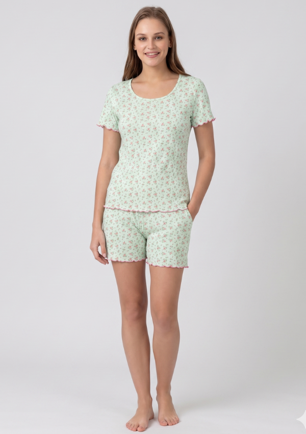 Piżama Damska Mint Blossom, Zielony, M-XL