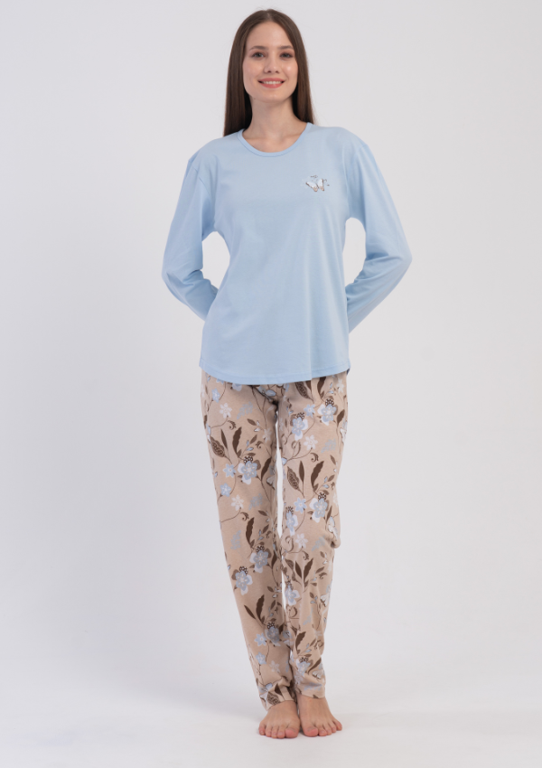 Piżama Damska Vienetta Blue Floral, Niebieski, r. M-XXL