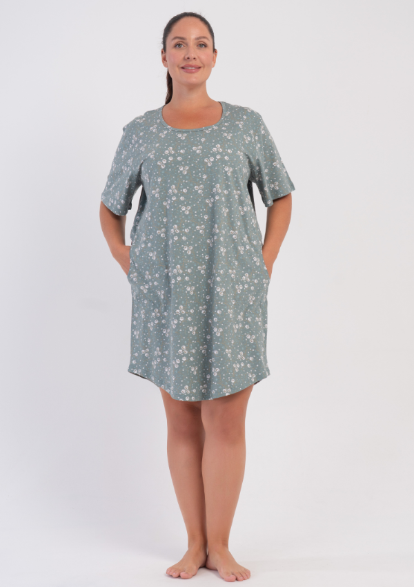 Koszula Nocna Damska Sage White, Zielony, r. 1XL - 4XL