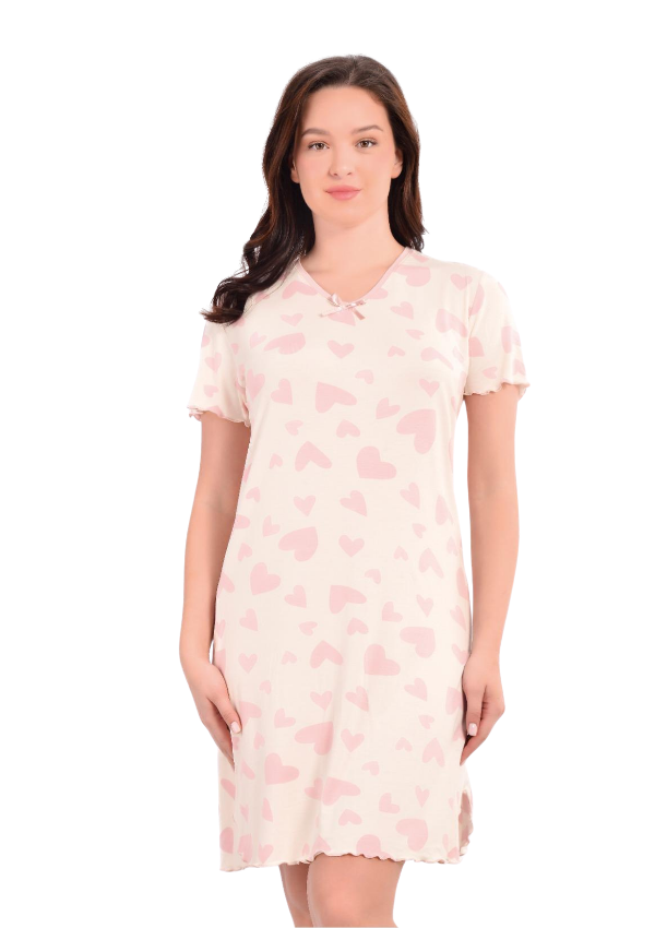 Koszula Nocna Ecru Hearts, Ecru, r. M - 3XL