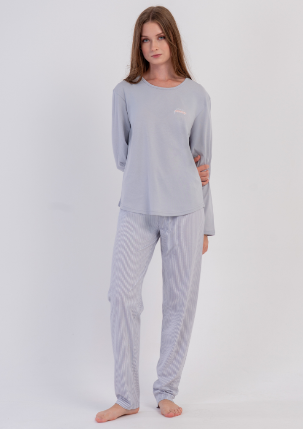 Piżama Damska Vienetta, Gray Soft, Szary, r. S-XL