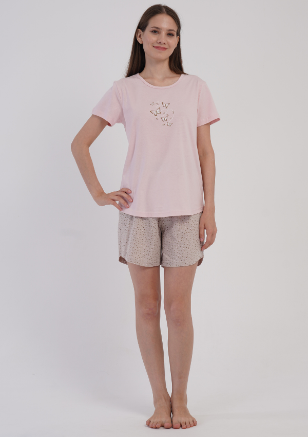 Piżama Damska Vienetta Sand Butterfly, Różowy, S-XL