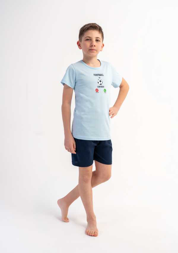 Piżama chłopięca Vienetta Football Champ, Niebieski, r. 134-164