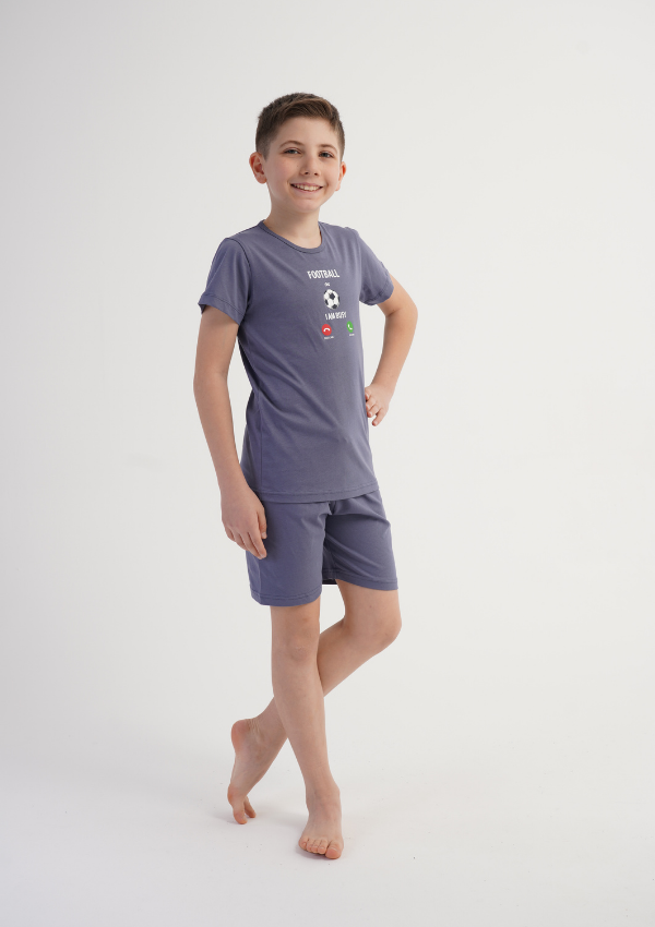 Piżama chłopięca Vienetta Football Champ, Szary, r. 134-164