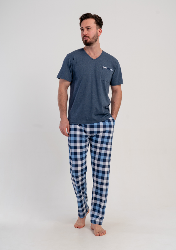 Piżama Męska Vienetta Blue Comfort, Szary, r. 1XL-4XL