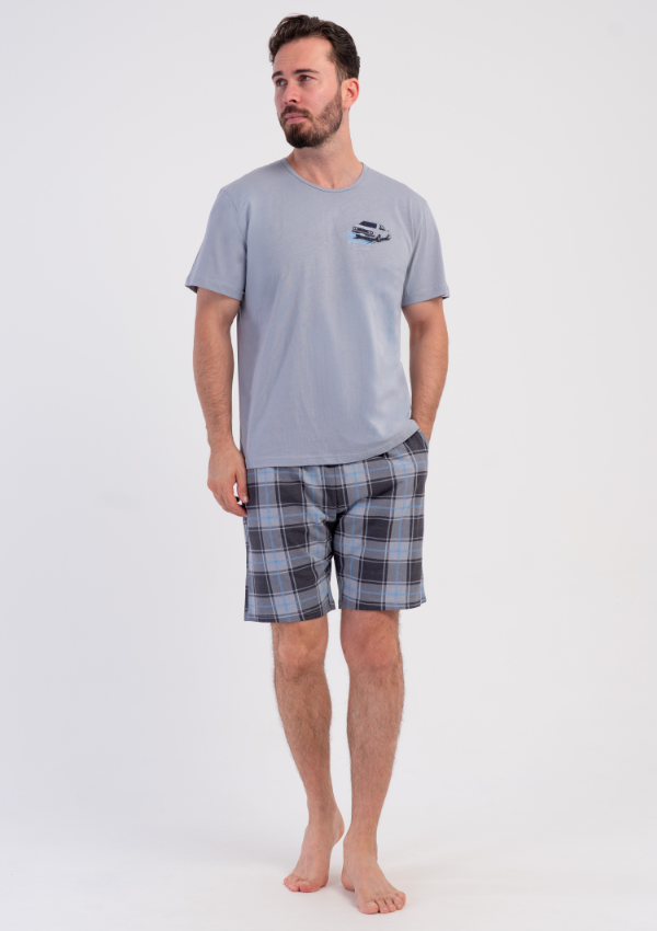 Piżama Męska Vienetta Blue Motor, Szary, r. M-XXL