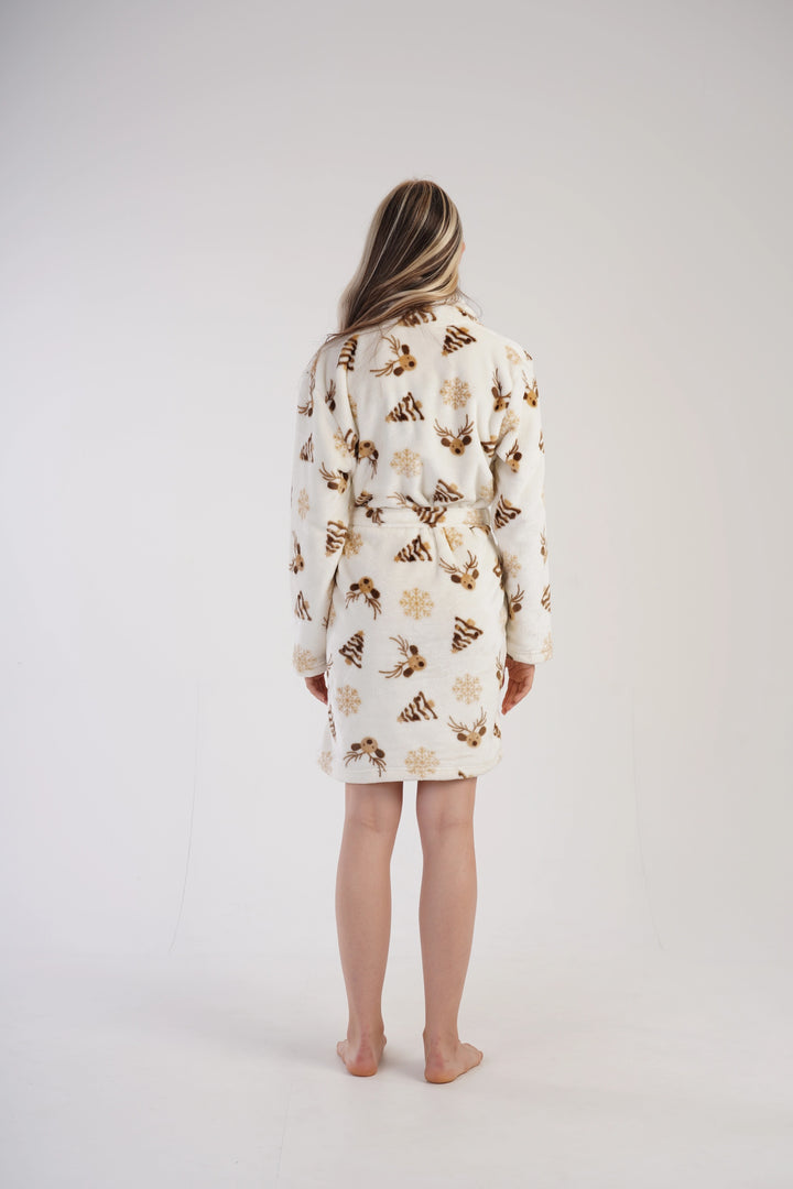 Szlafrok damski Vienetta Snowflake Snuggles, ecru, r. S-L image 5