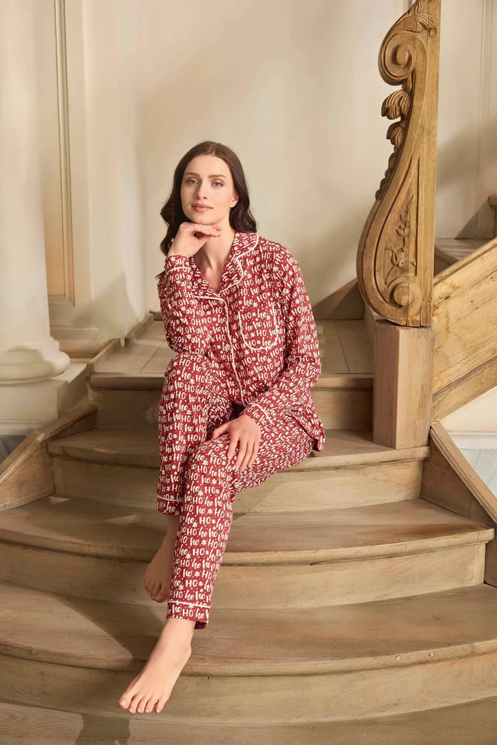 Piżama Damska HoHoHo, Czerwony, r. M- XXL image 2