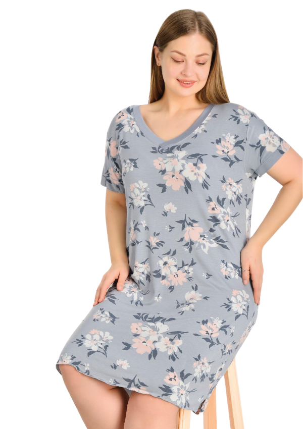 Koszula Nocna Comfort Bloom, Szary, r. 2XL - 5XL image 0