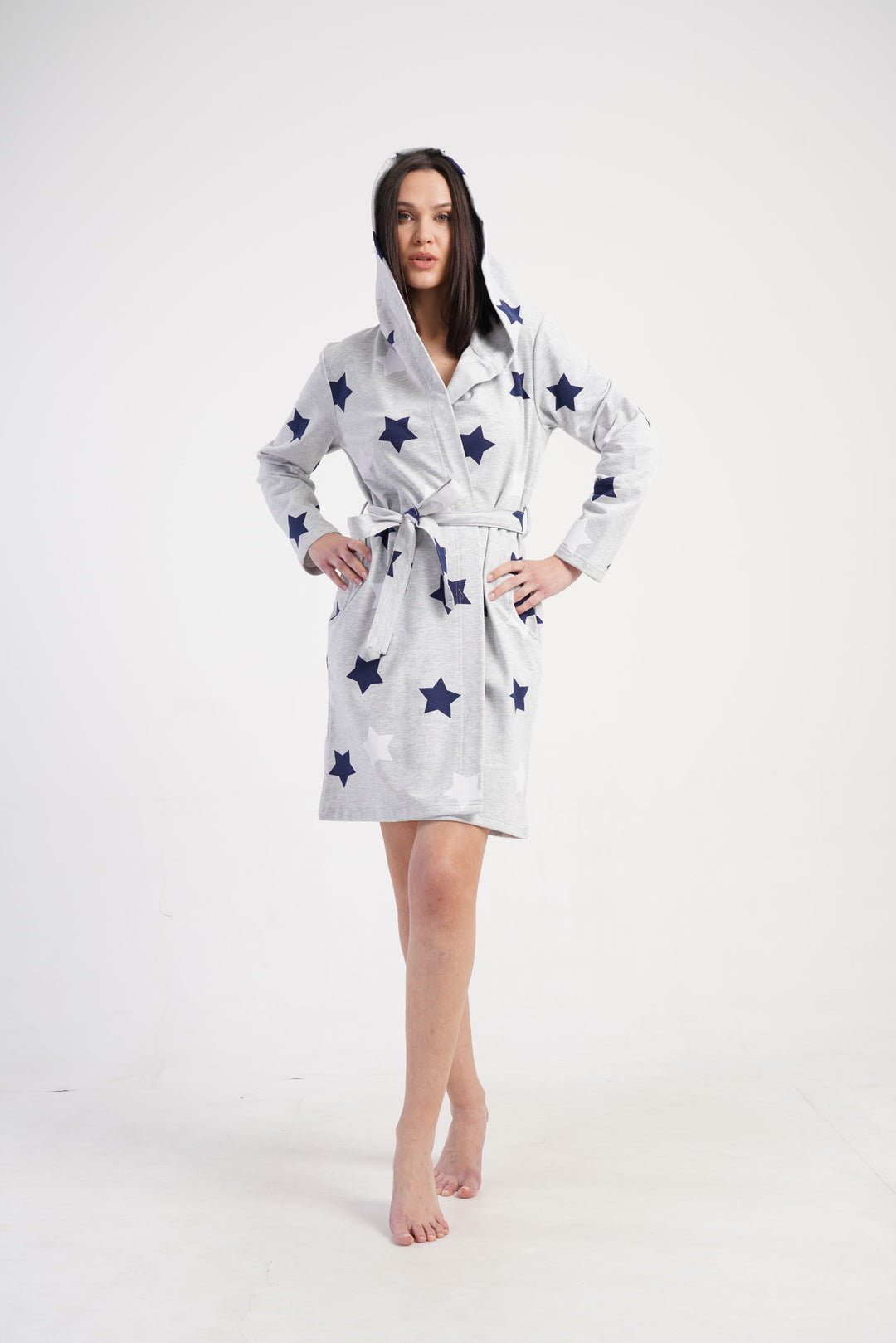 Szlafrok damski Vienetta Star Warmth, Szary, r. S - XL