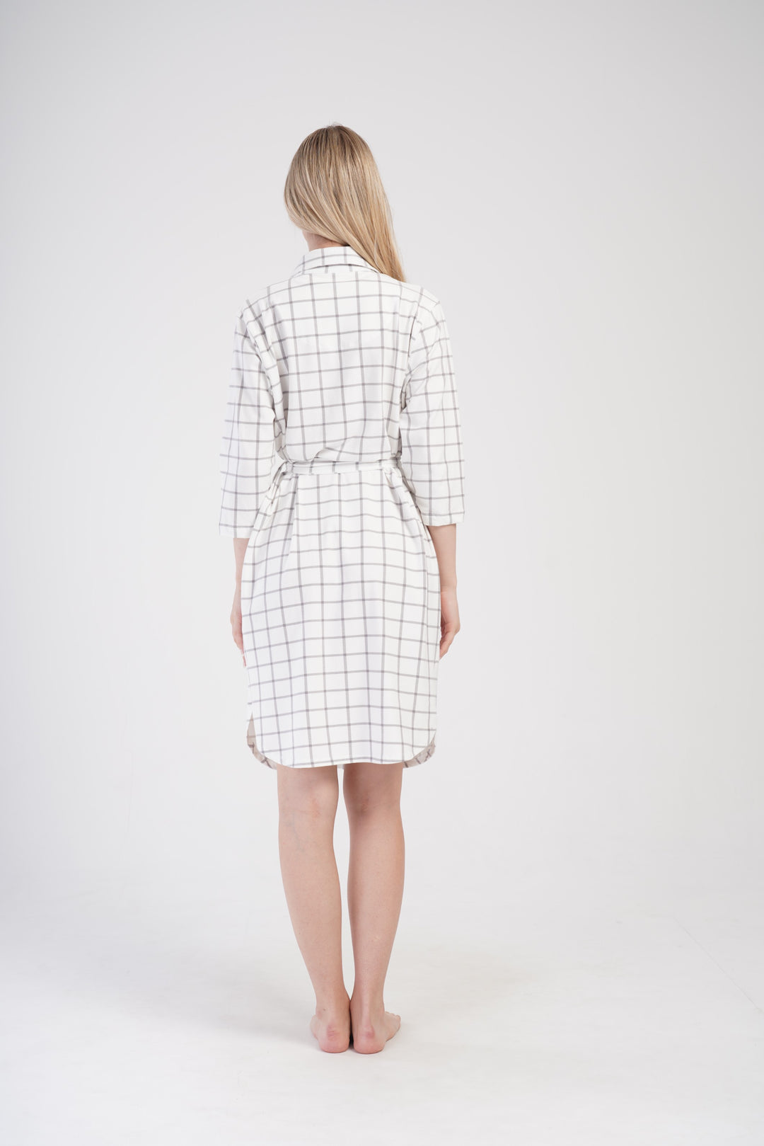 Koszula Nocna Damska Vienetta, Gray Stripes, Biały, r. S - XL