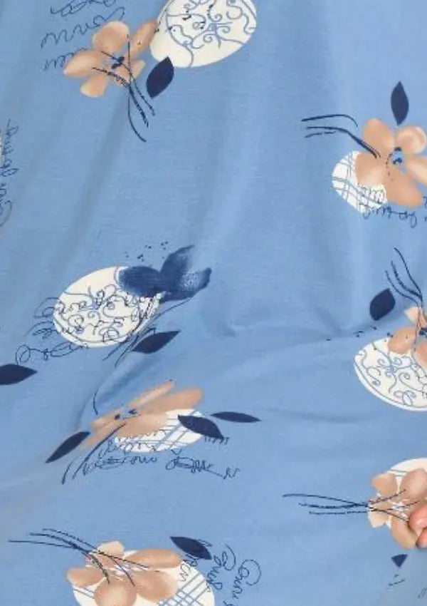 Koszula Nocna Flower Elegance, Niebieski, r. 2XL - 5XL