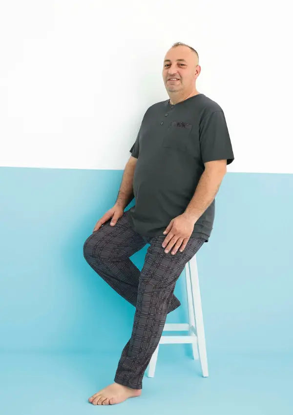 Piżama Męska Gray Vibes, Szary, r. 2XL-4XL