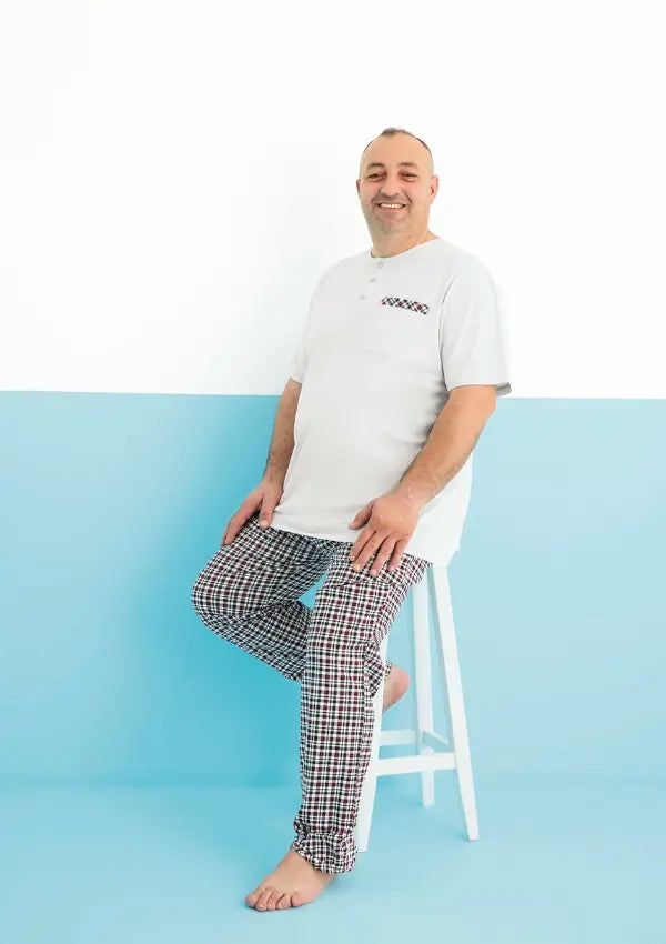 Piżama Męska White Vibes, Biały, r. 2XL-4XL