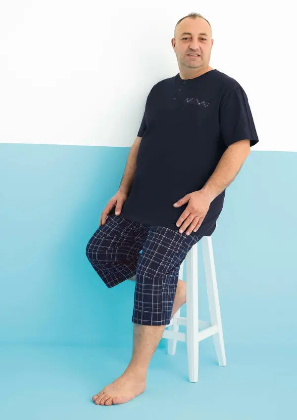 Piżama Męska Navy Vibes, Granatowy, r. 2XL-4XL